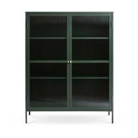 Olivine Katja Metalen Vitrinekast met Ribglas - B 111 cm - Groen