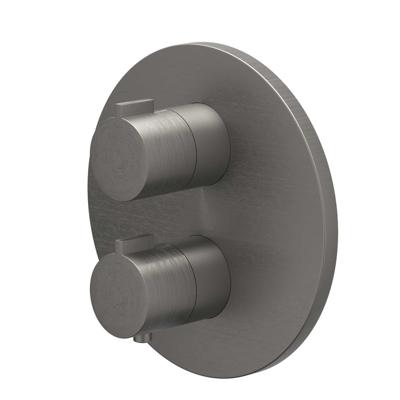 Afbouwdeel IVY Pact Inbouwthermostaat Symmetry 2-Weg Stop-Omstel Met Rond Rozet Geborsteld Metal Black PVD IVY
