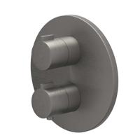 Afbouwdeel IVY Pact Inbouwthermostaat Symmetry 2-Weg Stop-Omstel Met Rond Rozet Geborsteld Metal Black PVD IVY