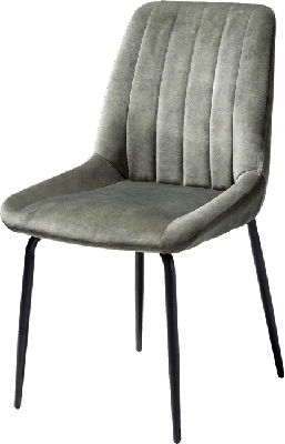 Stoel Remon - 4 pootjes zwart - stof karese olijf Happy@home