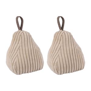 Deurstopper - 2x - beige - gestreept - 14 x 13 x 21 cm - polyester - deurstopper met strepen