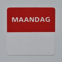 Etiket maandag wit/rood 25x25mm 500 stuk