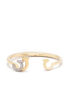 Ferragamo bracelet manchette Gancini serti de cristal - Or