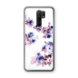 Waterverf bloemen: Xiaomi Redmi 9 Transparant Hoesje