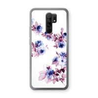 Waterverf bloemen: Xiaomi Redmi 9 Transparant Hoesje