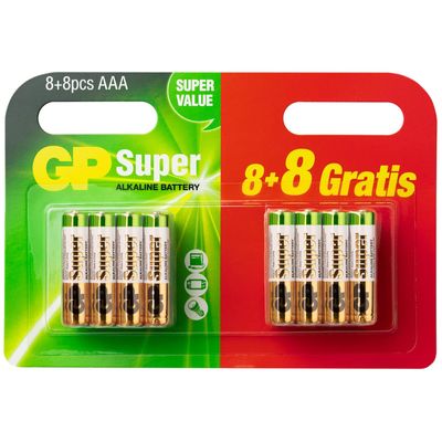 Super Alkaline AAA (03024ADHBC8+8), 16 stuks Batterij