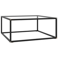 Salontafel met gehard glas 80x80x35 cm zwart
