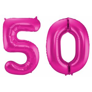 Cijfer ballon 50 jaar roze