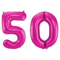 Cijfer ballon 50 jaar roze - thumbnail