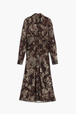 Overhemdjurk met slangenprint - BROWN - XS
