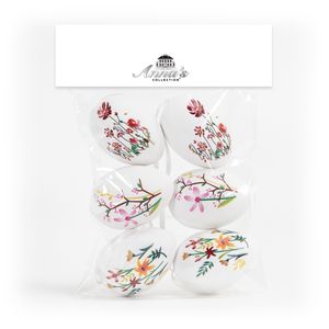 Anna's Collection Paaseieren met bloemen - 6x - kunststof - 6 cm - paasdecoratie   -