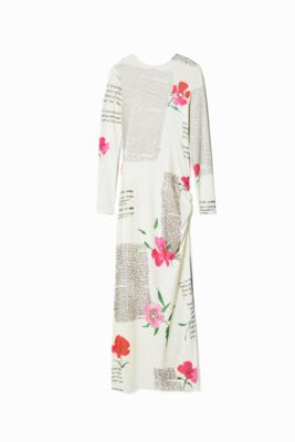 Aansluitende midi-jurk tekst - WHITE - M