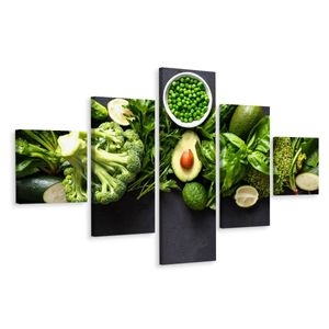 Schilderij Groene groentes, 5 luik, Premium print