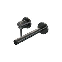 Brauer Gunmetal Carving Wastafelmengkraan inbouw - rechte uitloop rechts - hendel lang smal carving- model A2 PVD - geborsteld gunmetal 5-GM-083-S6-65