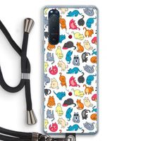 Kleurrijke katten: Sony Xperia 5 II Transparant Hoesje met koord