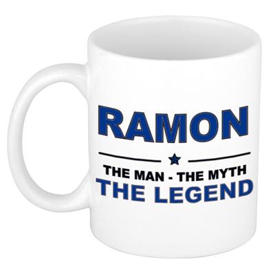 Ramon cadeau mok - man myth legend - naam koffiemok / beker - wit en blauw - 300 ml Ramon cadeau mok - man myth legend - naam koffiemok / beker - wit en blauw - 300 ml