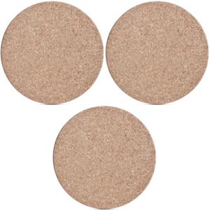 Zeller Kurken pannenonderzetters - 3x - rond - lichtbruin - D26 x H1 cm - Keuken en tafel