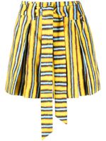 Roberto Cavalli short rayé en lin à taille nouée - Jaune