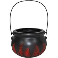 Heksenketel - zwart - 15 cm - kunststof - heksen kookpot - met hengsel - Halloween