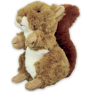 Inware pluche eekhoorn knuffeldier - rood/bruin - zittend - 17 cm   -