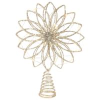 Lumineo kerstboom piek ster - goud - 26 cm - led verlichting warm wit - kerstpiek