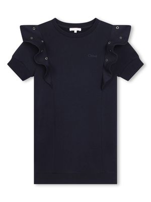 Chloé Kids robe à détail d'œillets - Noir