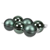 6x stuks glazen kerstballen emerald groen (greenlake) 8 cm mat/glans - Kerstbal - thumbnail