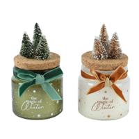 Kaars met kerstdecoratie Ø6,2xH6cm