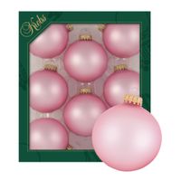 Kerstballen - 16x stuks - chic roze - glas - 7 cm - mat