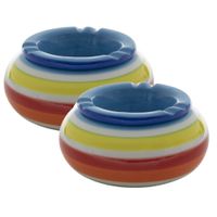 Set van 3x stuks dolomite keramiek storm asbakken blauw 19.5 x 7.4 cm - thumbnail