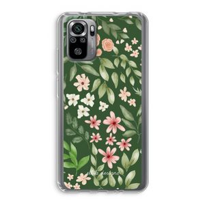 Botanical green sweet flower heaven: Xiaomi Redmi Note 10S Transparant Hoesje