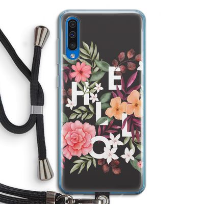 Hello in flowers: Samsung Galaxy A50 Transparant Hoesje met koord