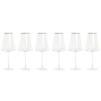 Set van bekers Home ESPRIT Transparant Gouden Kristal 400 ml (6 Stuks)