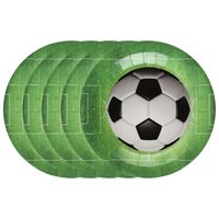 Feest wegwerpbordjes - voetbal - 50x stuks - 23 cm - groen - thumbnail