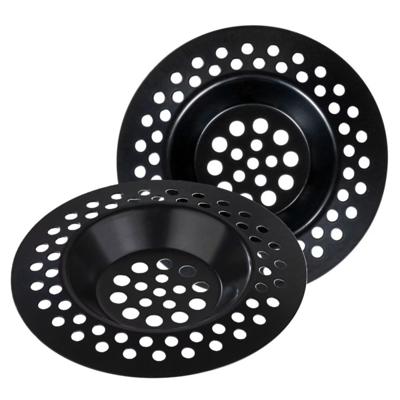 Gootsteenzeefje - 2x - metaal - zwart - D6,5 cm - eenvoudig afval filteren