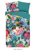 Good Morning Dekbedovertrek "bloemen" - Petrol - (140x200/220 cm) - Katoen