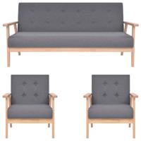 3-delig Bankstel stof donkergrijs