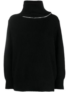 sacai pull en laine à détail de zip - Noir