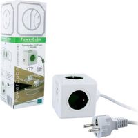 PowerCube Verlengde stekkerdoos met 4 stopcontacten en 2 USB-aansluitingen met 1,5 m kabel - thumbnail