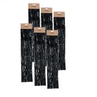 Engelenhaar - 6x - zwart - 50 cm - lametta haar - folie - tinsel - kerstversiering