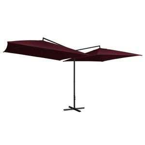 Parasol dubbel met stalen paal 250x250 cm bordeauxrood