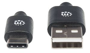 Manhattan 1m, USB 2.0-A/USB-C USB-kabel USB C USB A Zwart