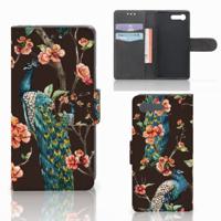 Sony Xperia X Compact | Telefoonhoesje | Met pasjeshouder | Pauw met Bloemen