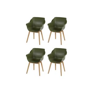 Set van 4- Hartman Sophie Studio diningstoel- Moss green- Teak poot