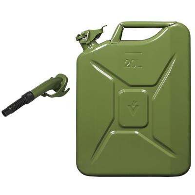 Proplus Metalen jerrycan - groen - voor brandstof - 20 liter - incl. schenktuit van 24 cm Proplus Metalen jerrycan - groen - voor brandstof - 20 liter - incl. schenktuit van 24 cm