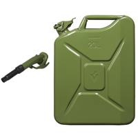 Proplus Metalen jerrycan - groen - voor brandstof - 20 liter - incl. schenktuit van 24 cm