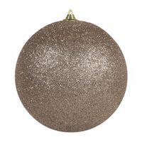 1x stuks Champagne grote kerstballen met glitter kunststof 18 cm   -