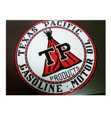 Texas Pacific Gasoline - Motor Oil Emaille Bord
