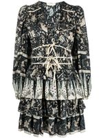 Ulla Johnson robe mi-longue Nina à volants superposés - Bleu