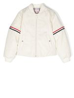 Thom Browne Kids veste bomber à design matelassé - Blanc